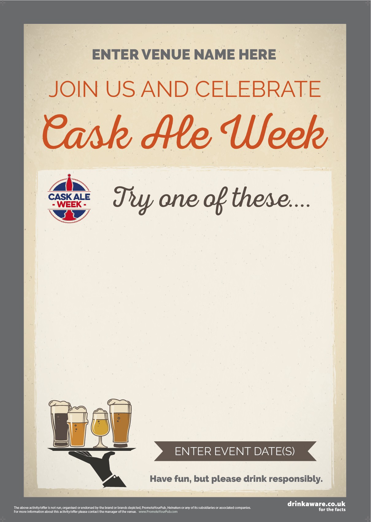 Cask Ale Week 'Empty Belly' Poster (style1) (A2)