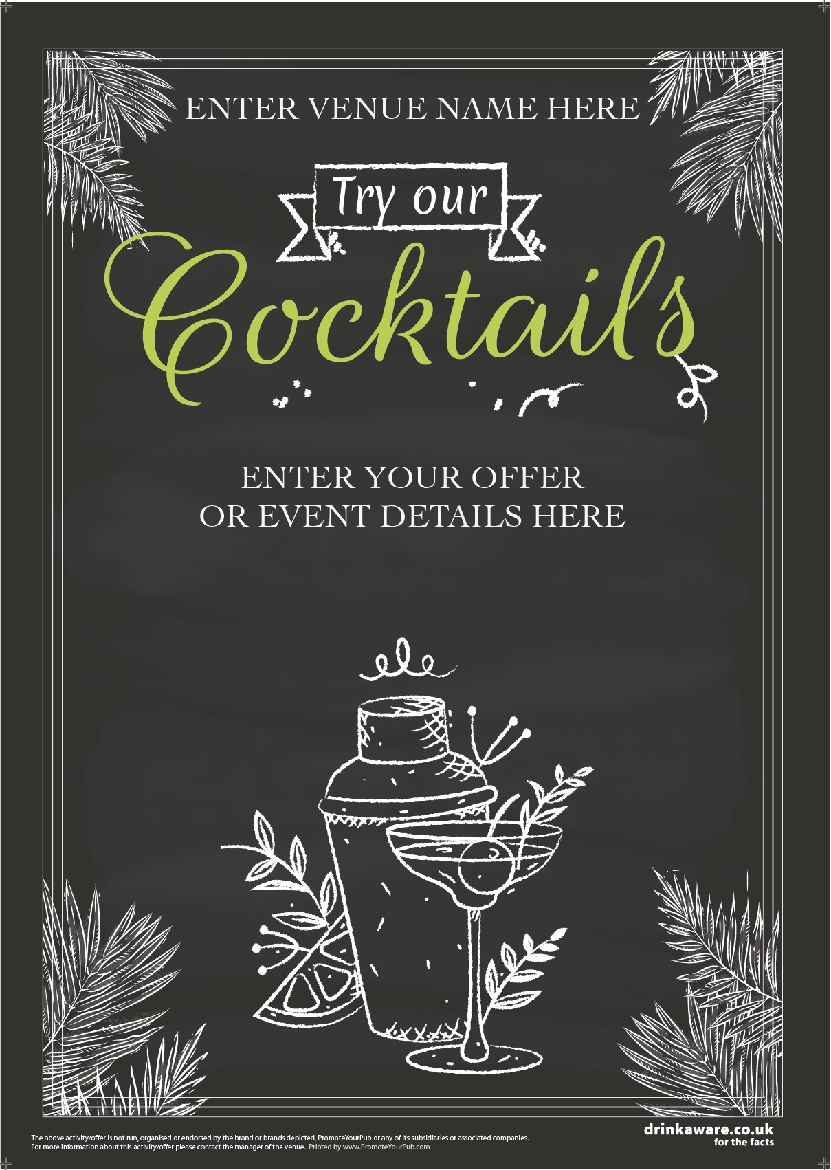 Summer Cocktails Poster (chalk) (A2)