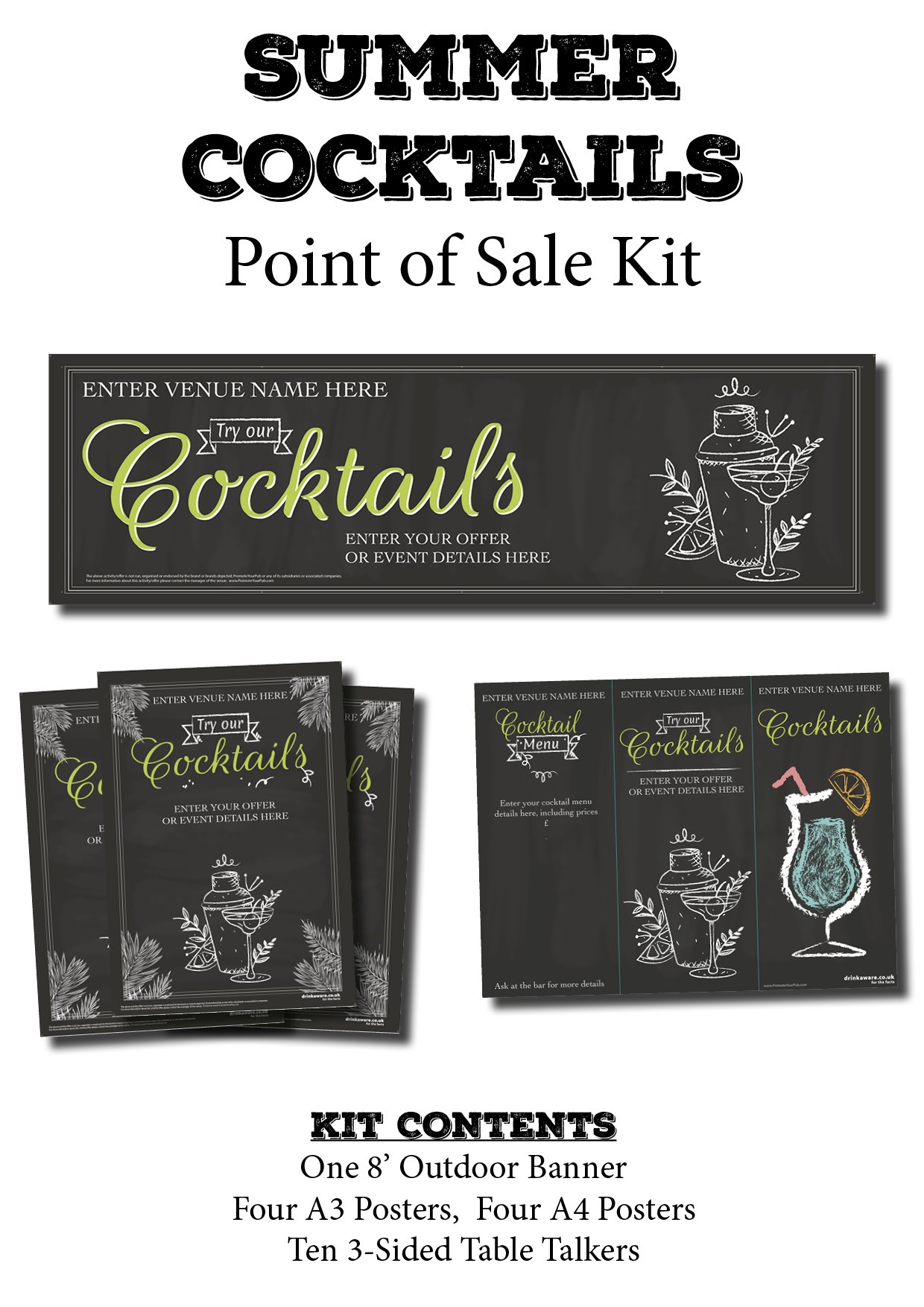 Summer Cocktails Point Of Sale KIT (chalk)