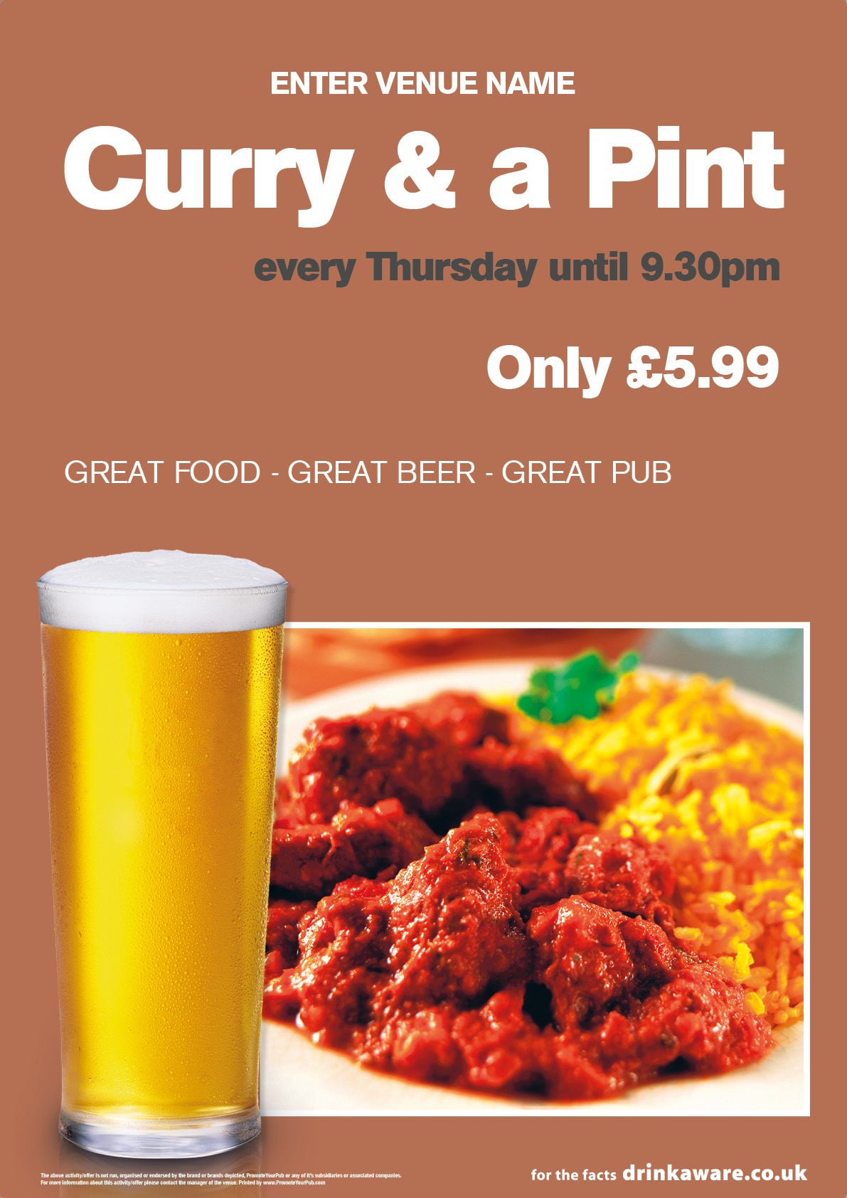 Curry & a Pint Poster (A4)