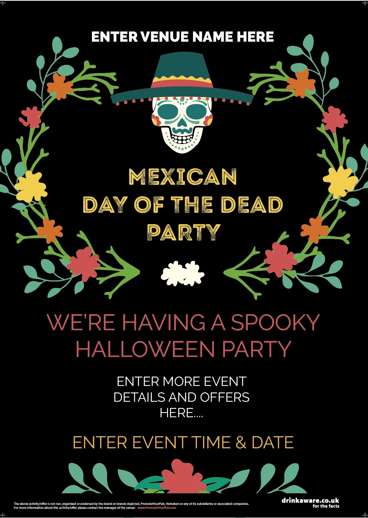 Halloween Mexican Day of the Dead Poster (A4)