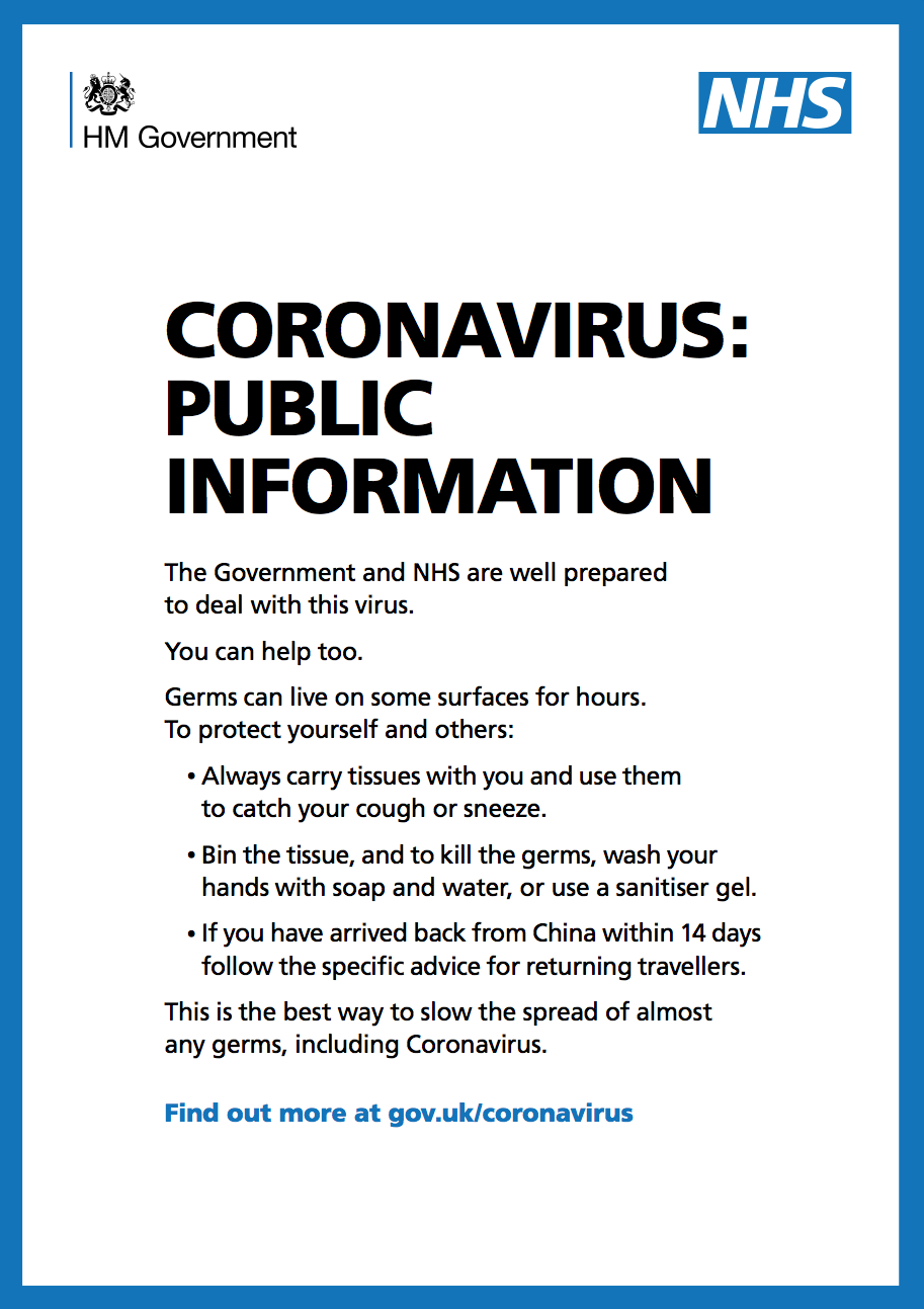 NHS Coronavirus Public Poster - DOWNLOAD ONLY