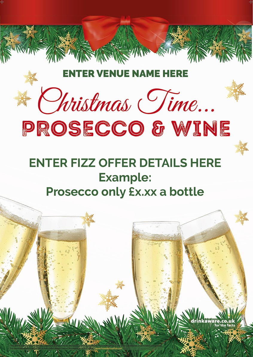 Christmas Prosecco & Wine Poster (A2)