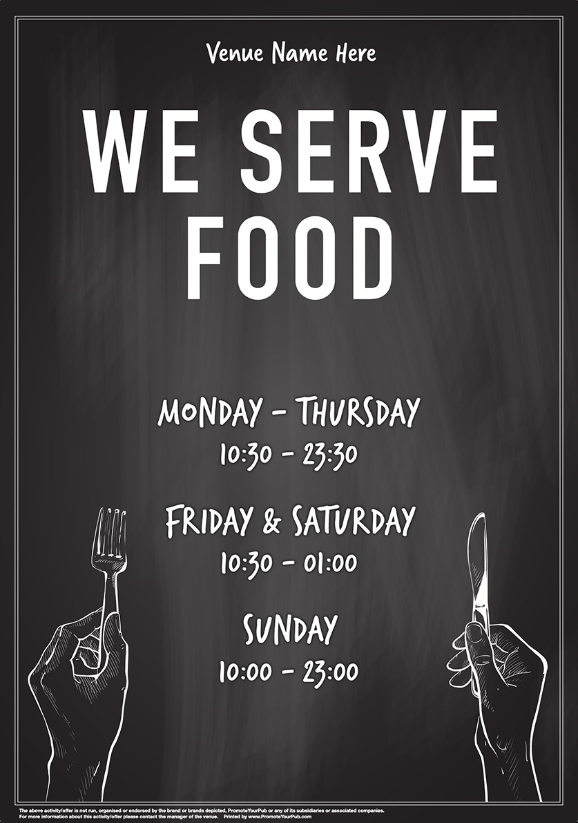 We Serve Food v1 (chalkboard) Poster