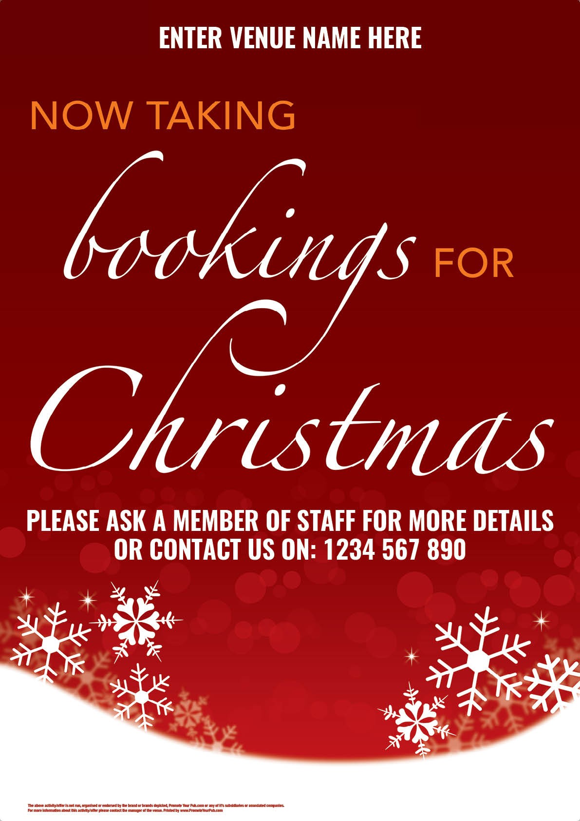 Christmas Bookings Poster (A2)