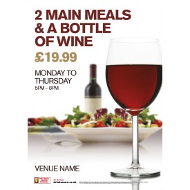 2 Meals & Bottle Wine Poster (A1)