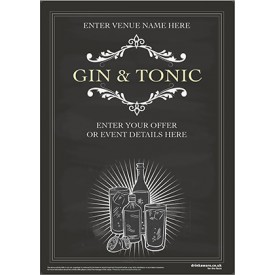 Gin & Tonic (chalkboard) Poster (A2)