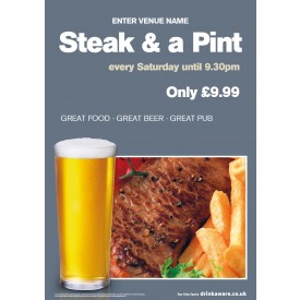 Steak & a Pint Poster (A4)