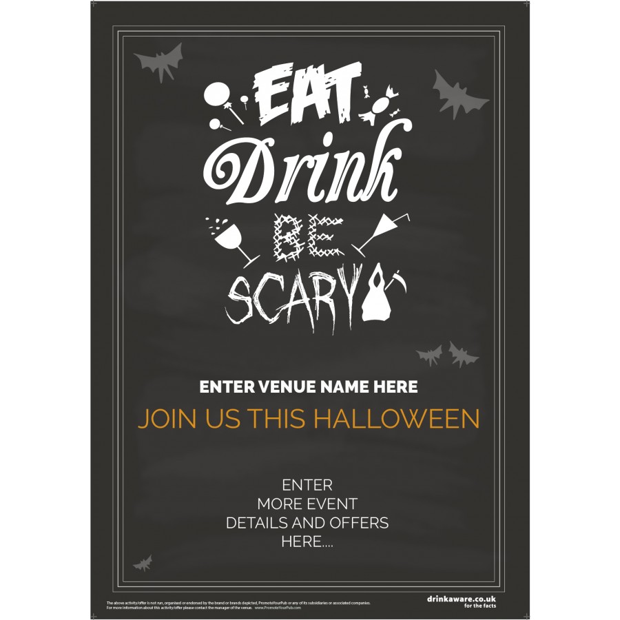 Halloween Party Poster (Eat Drink Scary) (A2)
