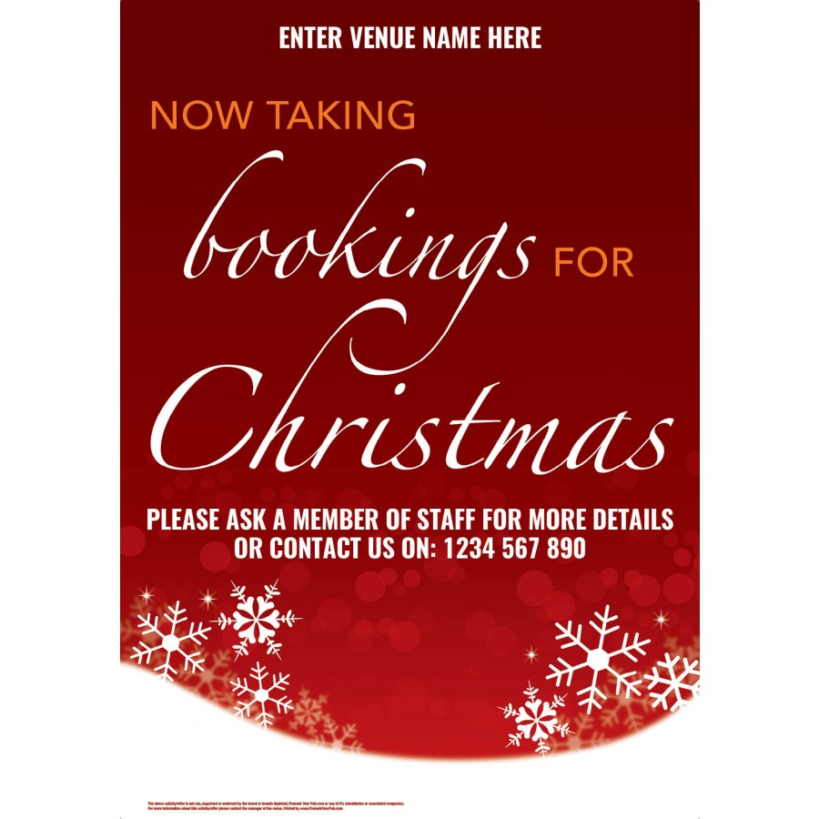 Christmas Bookings Poster (A2)